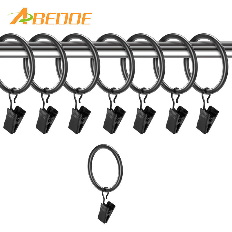 ABEDOE 10 pcs Curtain Clips Rings Curtain Hooks Metal Drapery Curtain Rings with Clips Holding Curtains and Drapes Accessories