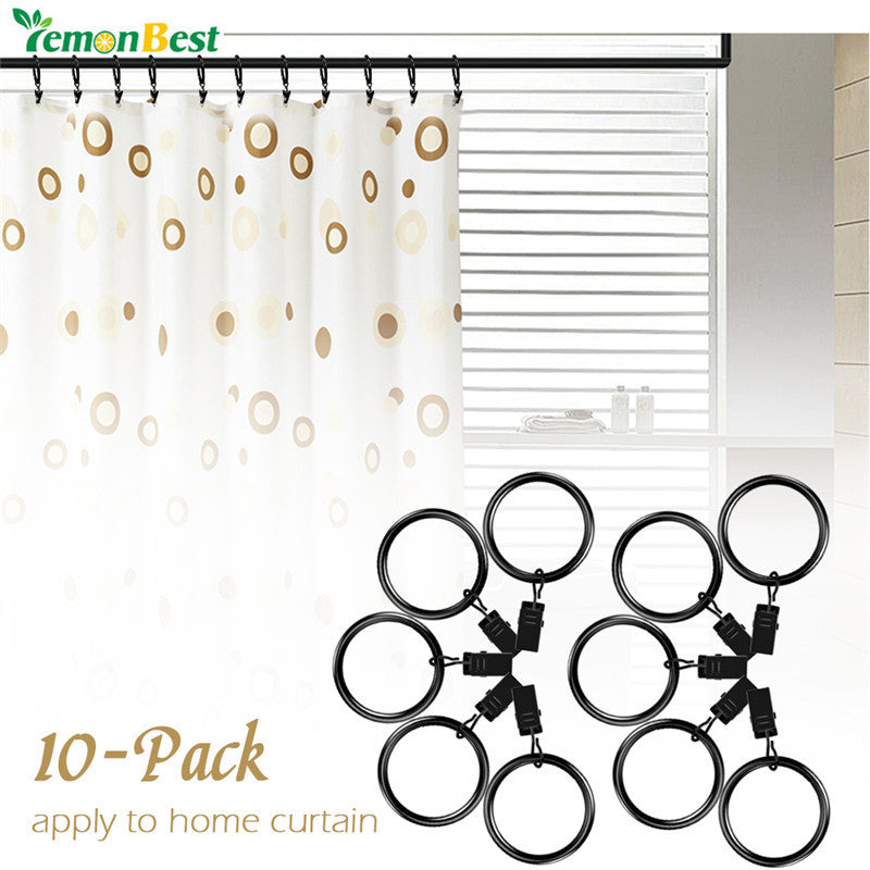 LemonBest 10 pcs Curtain Clips Rings Curtain Hooks Metal Drapery Curtain Rings with Clips Holding Heavy Curtains and Drapes