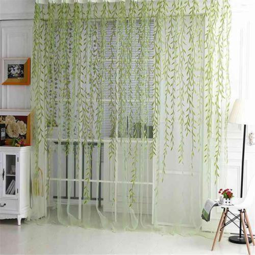 Chic Room Willow Pattern Voile Window Curtain Sheer Panel Drapes Scarfs Curtain Curtains for Living Room Tulle Curtain 1M*2M